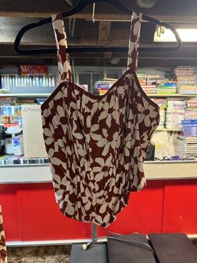 Torrid Brown & Cream Floral Print Corset Top